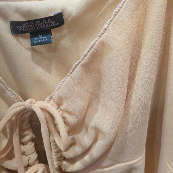 Flowy yellow sheer top with bows - Picture 3 of 6